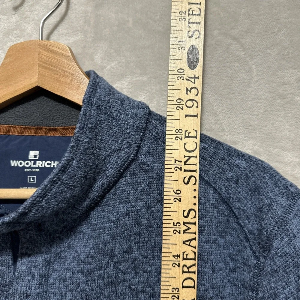 Woolrich Drifter Fleece Sweater Men's‎ L Blue 1/4 Snap Pullover Long Sleeve